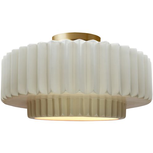 Radiance LED 16.5 inch Matte White and Brushed Brass Semi Flush Ceiling Light