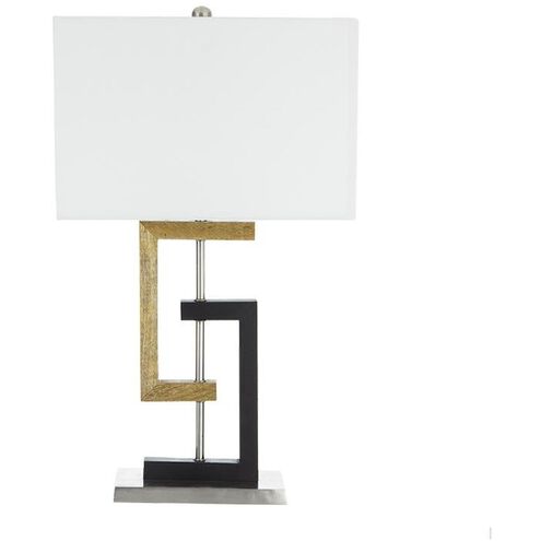 Geometric 27 inch 40.00 watt Black and Natural with White Table Lamp Portable Light