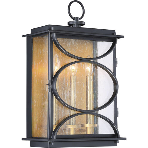 Hamilton 3 Light 20 inch Midnight/Patina Aged Brass Outdoor Wall Mount