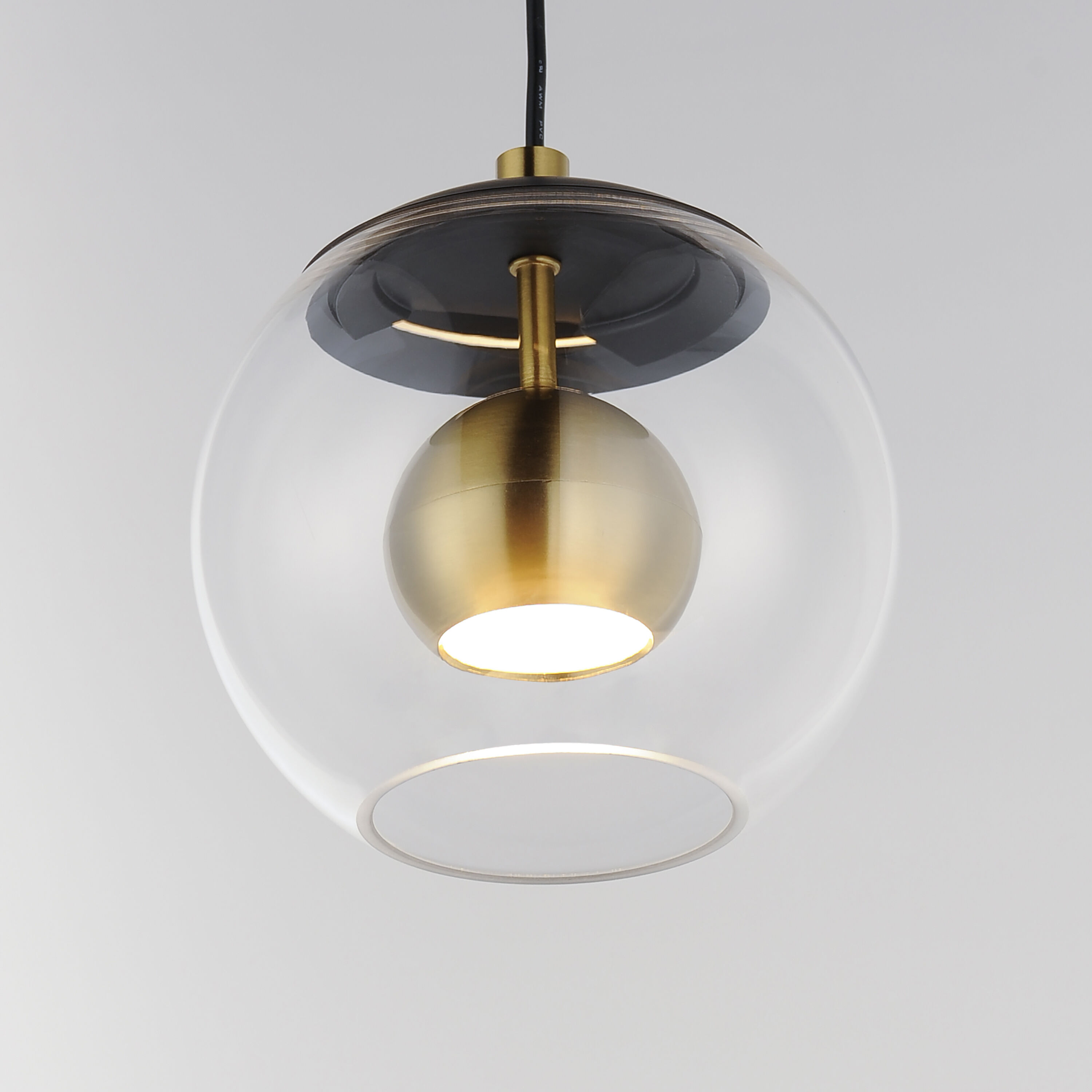 Nucleus LED 7 inch Black and Natural Aged Brass Single Pendant Ceiling Light