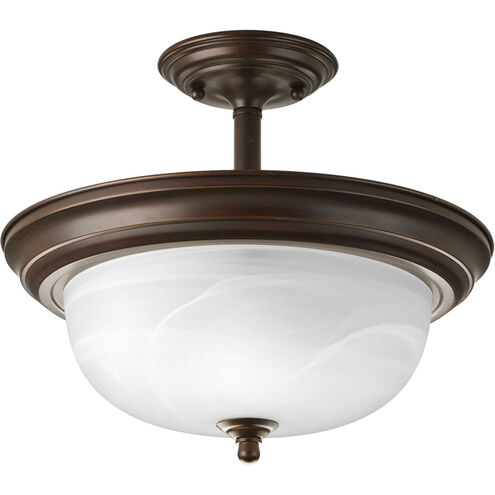 Dome Glass CTC 2 Light 13.19 inch Antique Bronze Semi-Flush Mount Convertible Ceiling Light