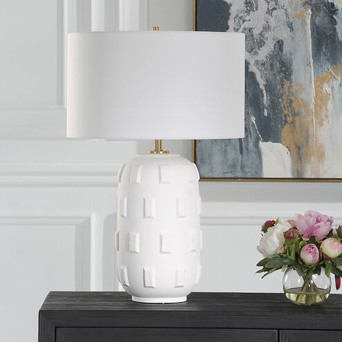 Emerie 26.25 inch 150.00 watt Chalk White and Antiqued Brass Table Lamp Portable Light