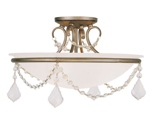 Chesterfield/Pennington 3 Light 16 inch Hand Painted Antique Silver Leaf Semi-Flush Mount Ceiling Light