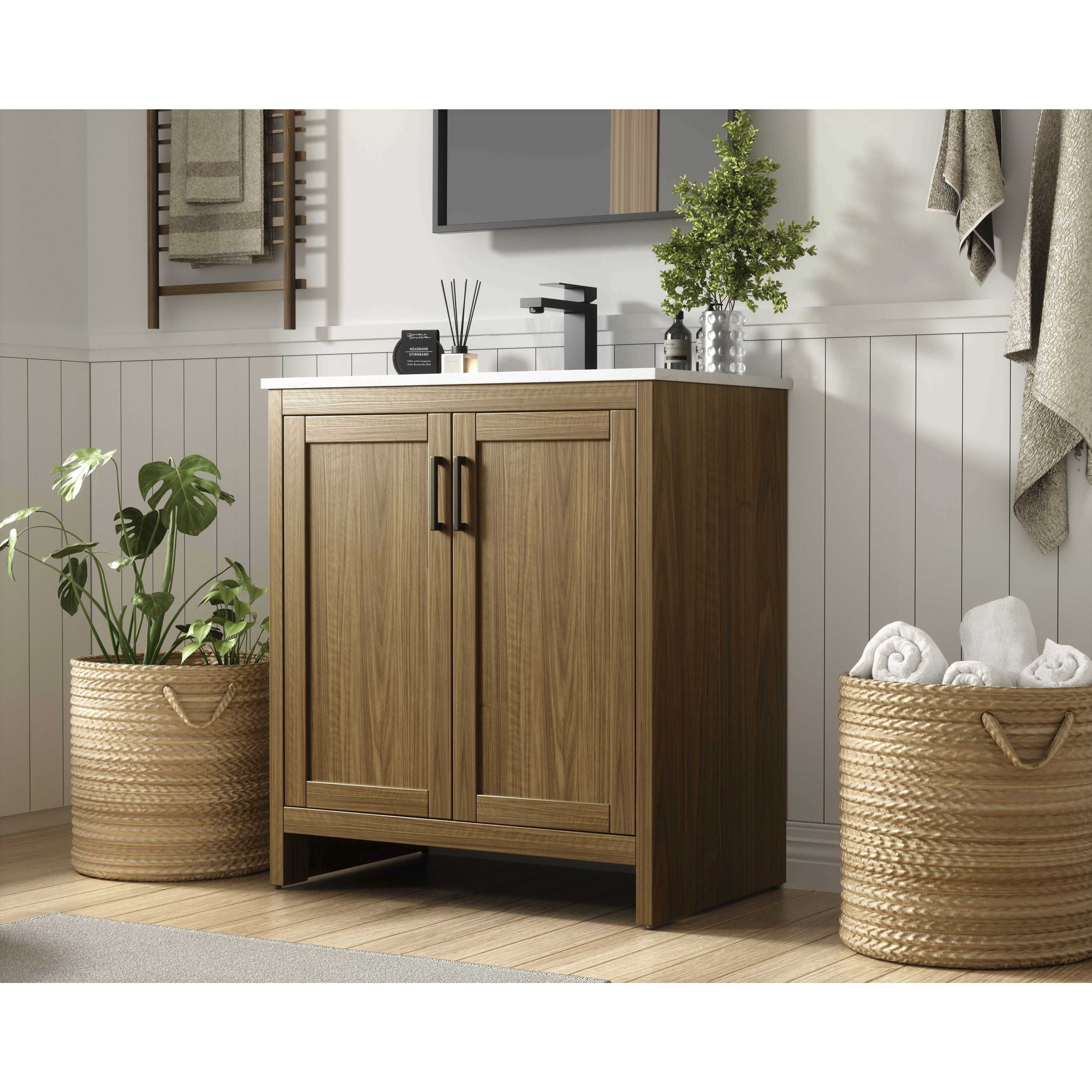 Finnley 30 X 34 inch Walnut Brown Bathroom Vanity Cabinet