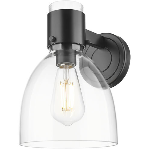 Lawton Bell Sconce Wall Light in Matte Black, Clear Glass