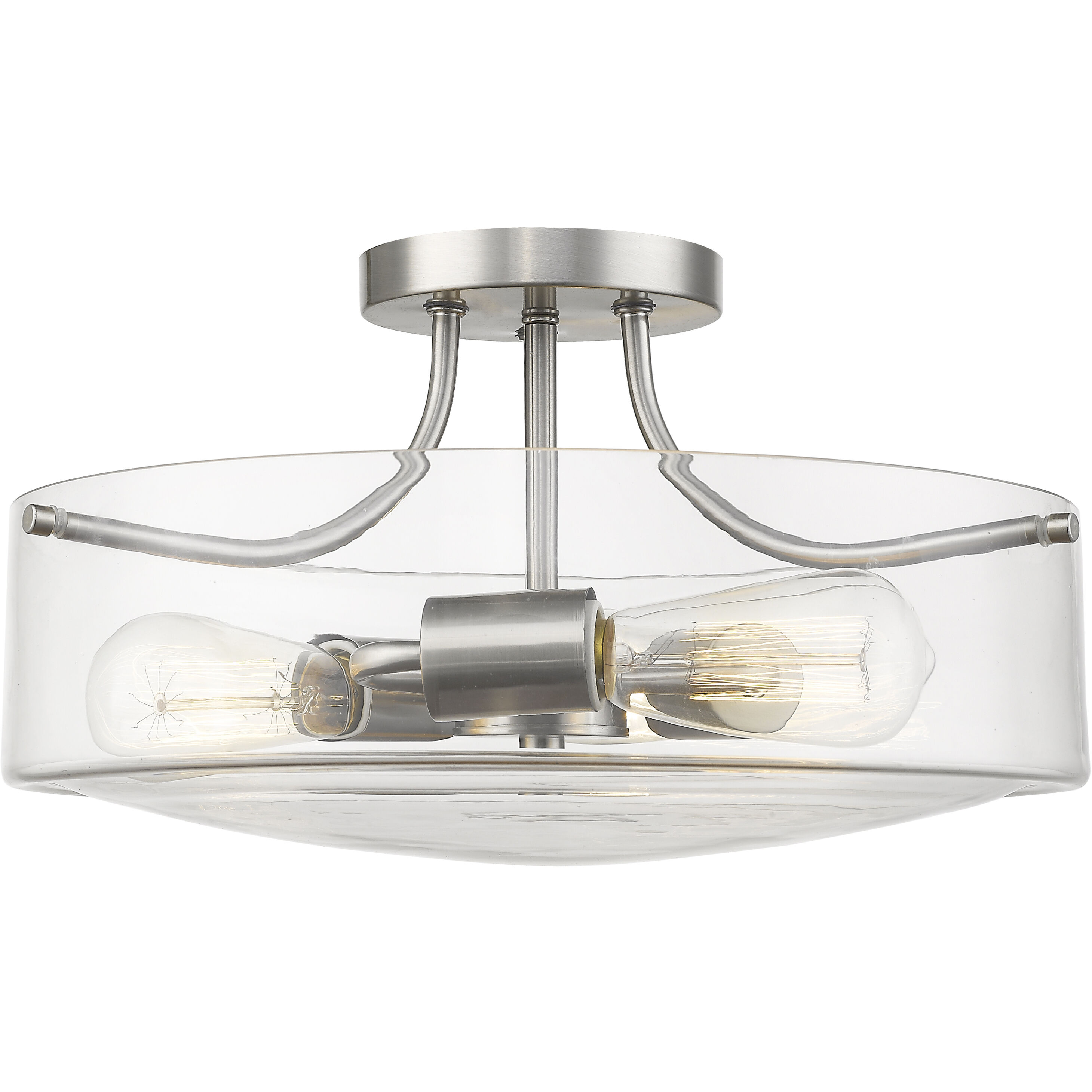 Delaney 3 Light 15 inch Brushed Nickel Semi Flush Mount Ceiling Light