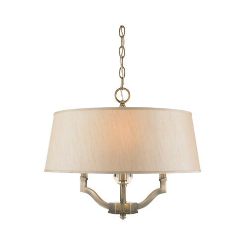 Waverly 3 Light 19 inch Aged Brass Semi-flush Ceiling Light in Silken Parchment, Convertible