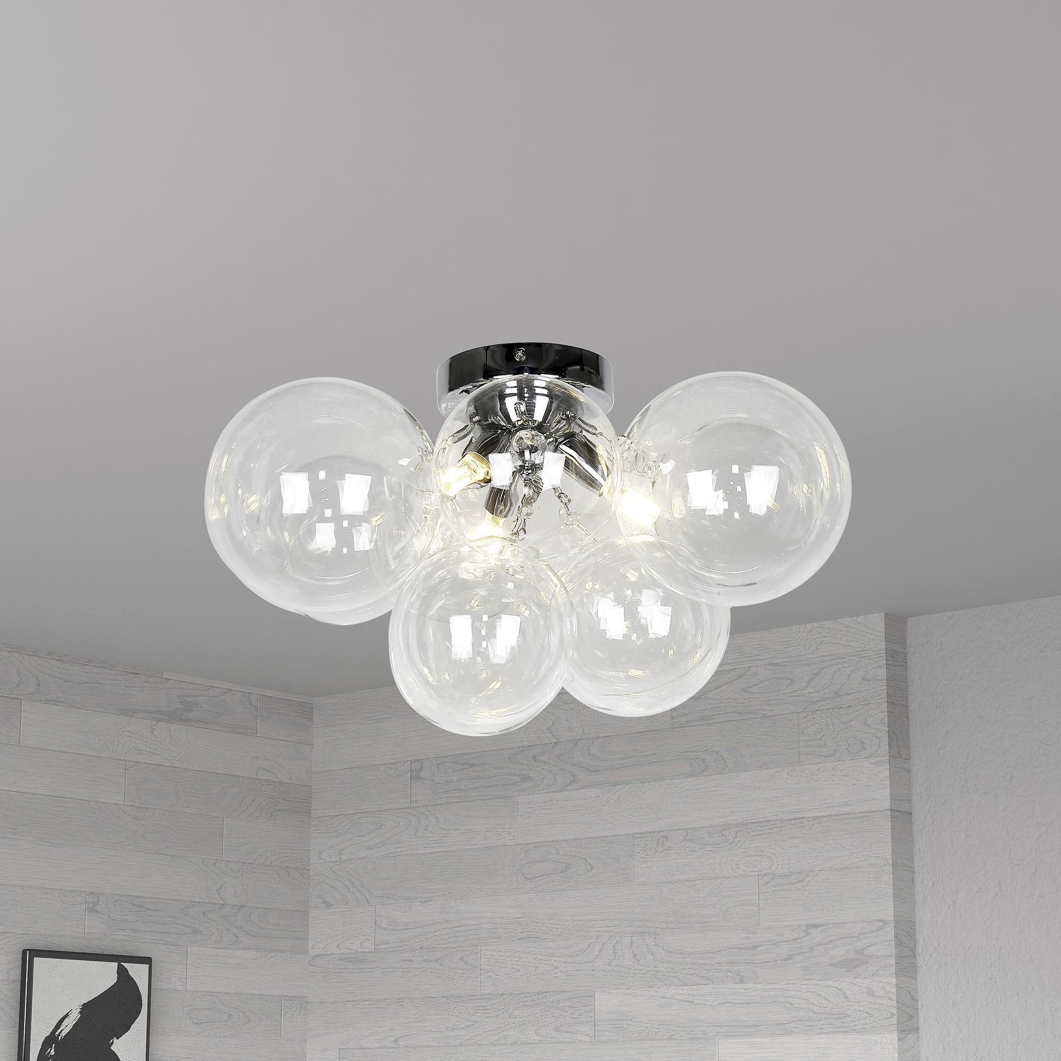 Comet 3 Light 14.25 inch Clear with Polished Chrome Flush Mount Ceiling Light