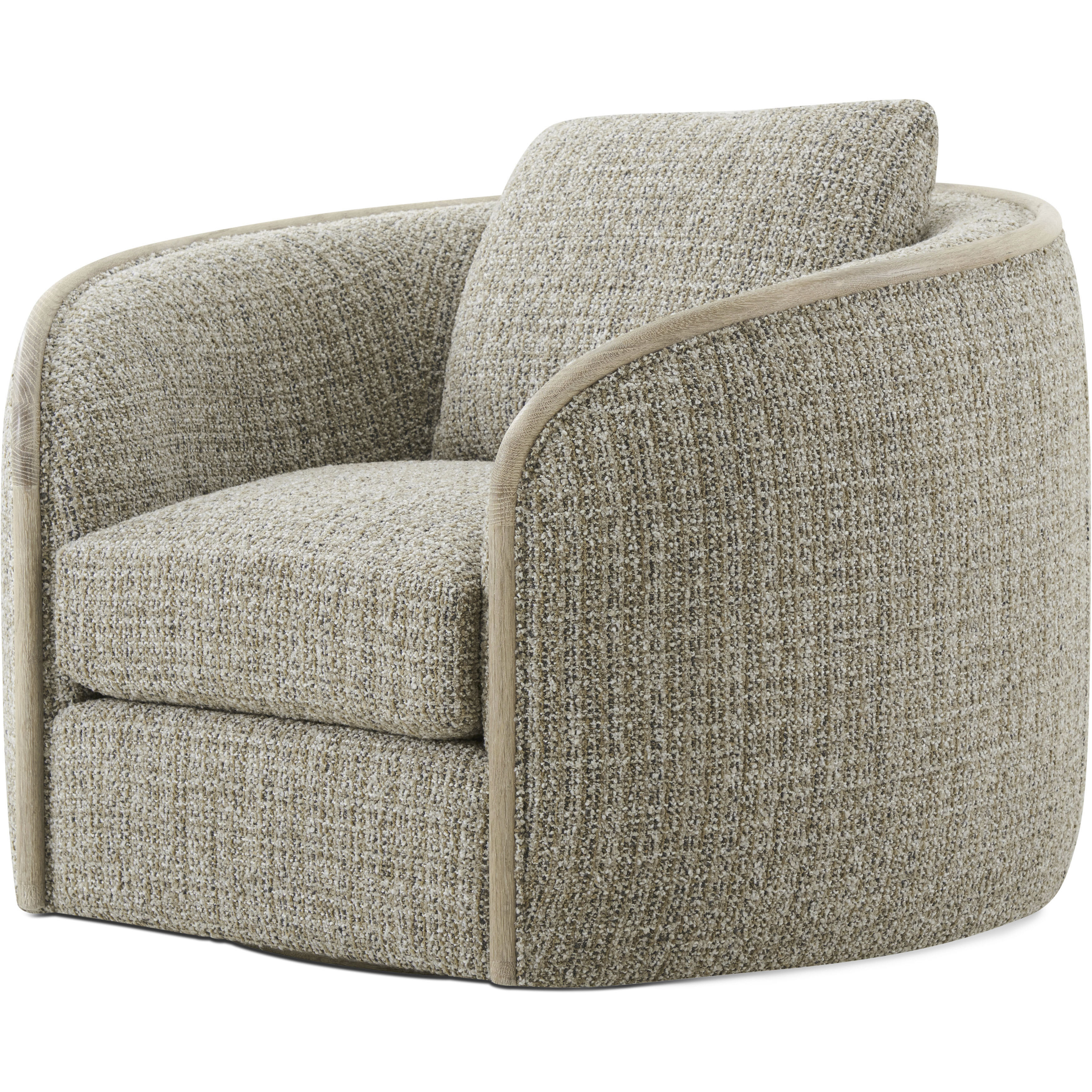 Toulon Latte Swivel Chair, Wooden, Upholstered