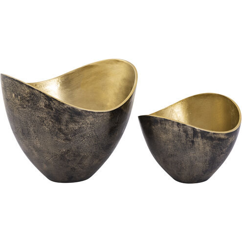 Hansen 11.75 X 9.75 inch Decorative Bowl in Black and Brass