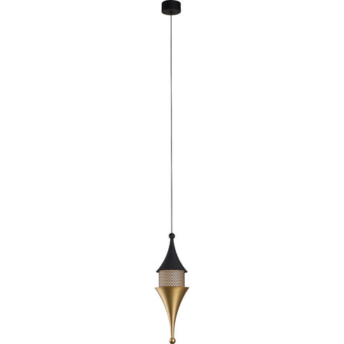 Chess 9 inch Brushed Matte Black / Brushed Champagne Pendant Ceiling Light