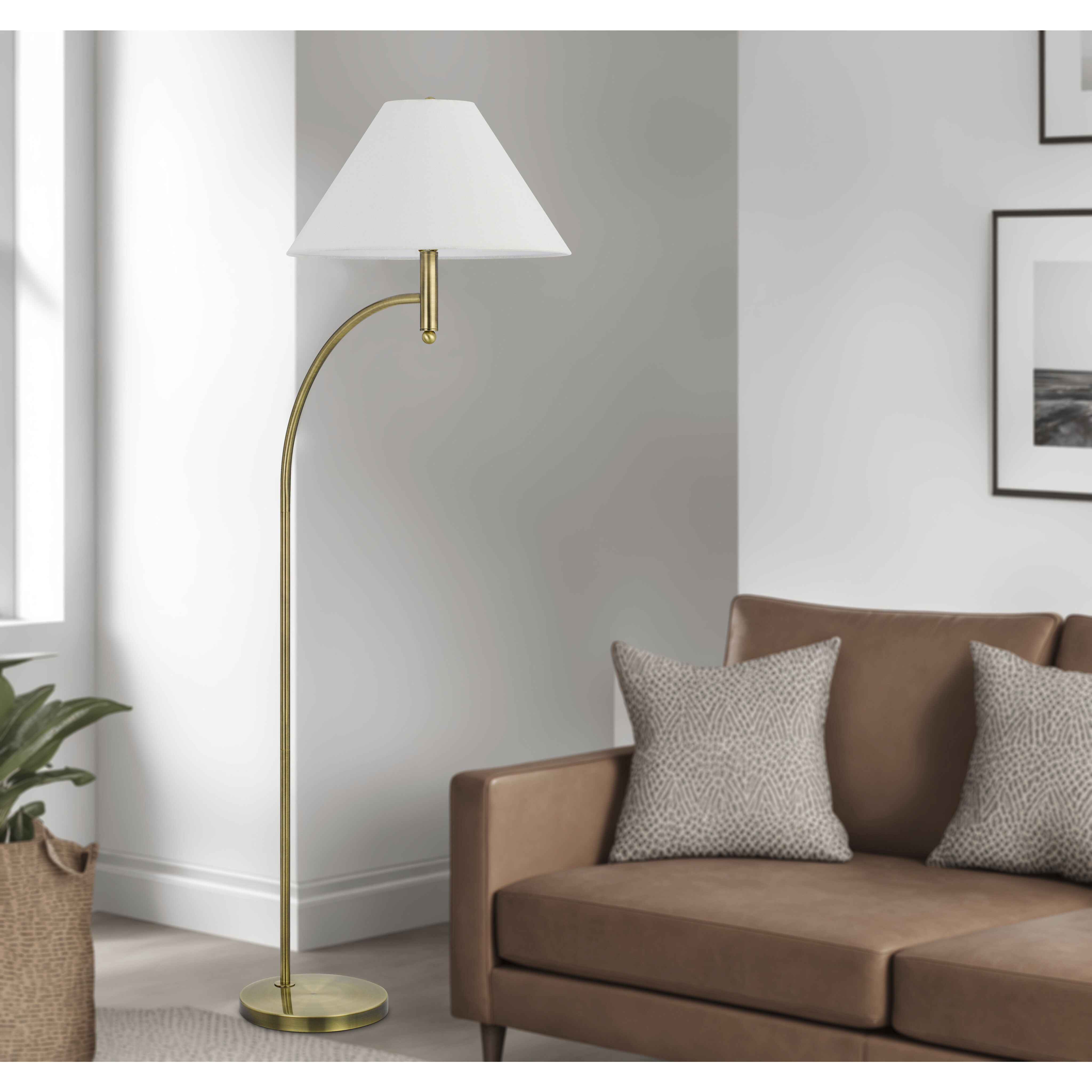 Mosley 65 inch 150 watt Antique Brass Floor Lamp Portable Light