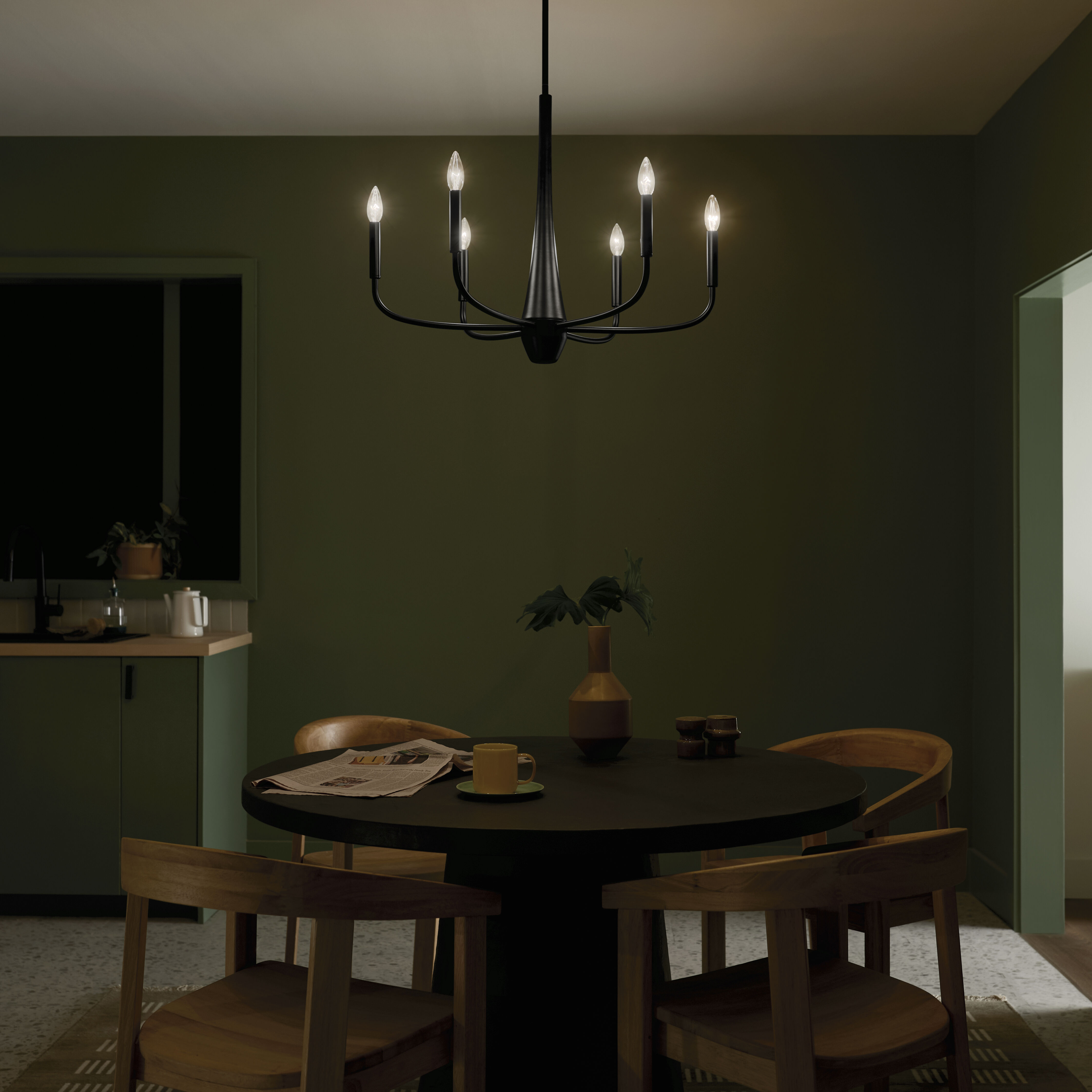 Deela LED 28 inch Black Chandelier Ceiling Light