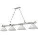 Cordon 4 Light 81.25 inch Brushed Nickel Billiard Ceiling Light in White Linen Glass