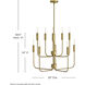 Austen 10 Light 30 inch Lacquered Brass Chandelier Ceiling Light