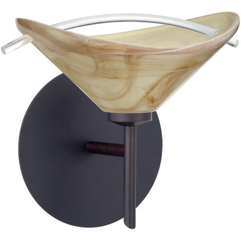 Hoppi LED 8 inch Bronze Mini Sconce Wall Light in Mocha/Clear Glass