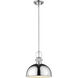 Melange 1 Light 13.25 inch Chrome Pendant Ceiling Light in Chrome Metal and Glass