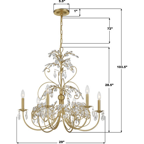 Sadie 6 Light 29 inch Antique Gold Chandelier Ceiling Light