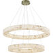 LumenAria LED 42 inch Brushed Brass Pendant Ceiling Light in Alabaster Rocks