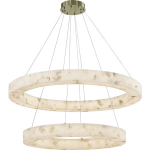LumenAria LED 42 inch Brushed Brass Pendant Ceiling Light in Alabaster Rocks