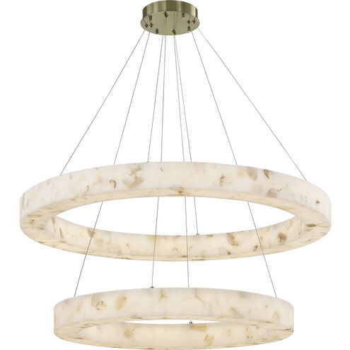 LumenAria LED 42 inch Brushed Brass Pendant Ceiling Light in Alabaster Rocks