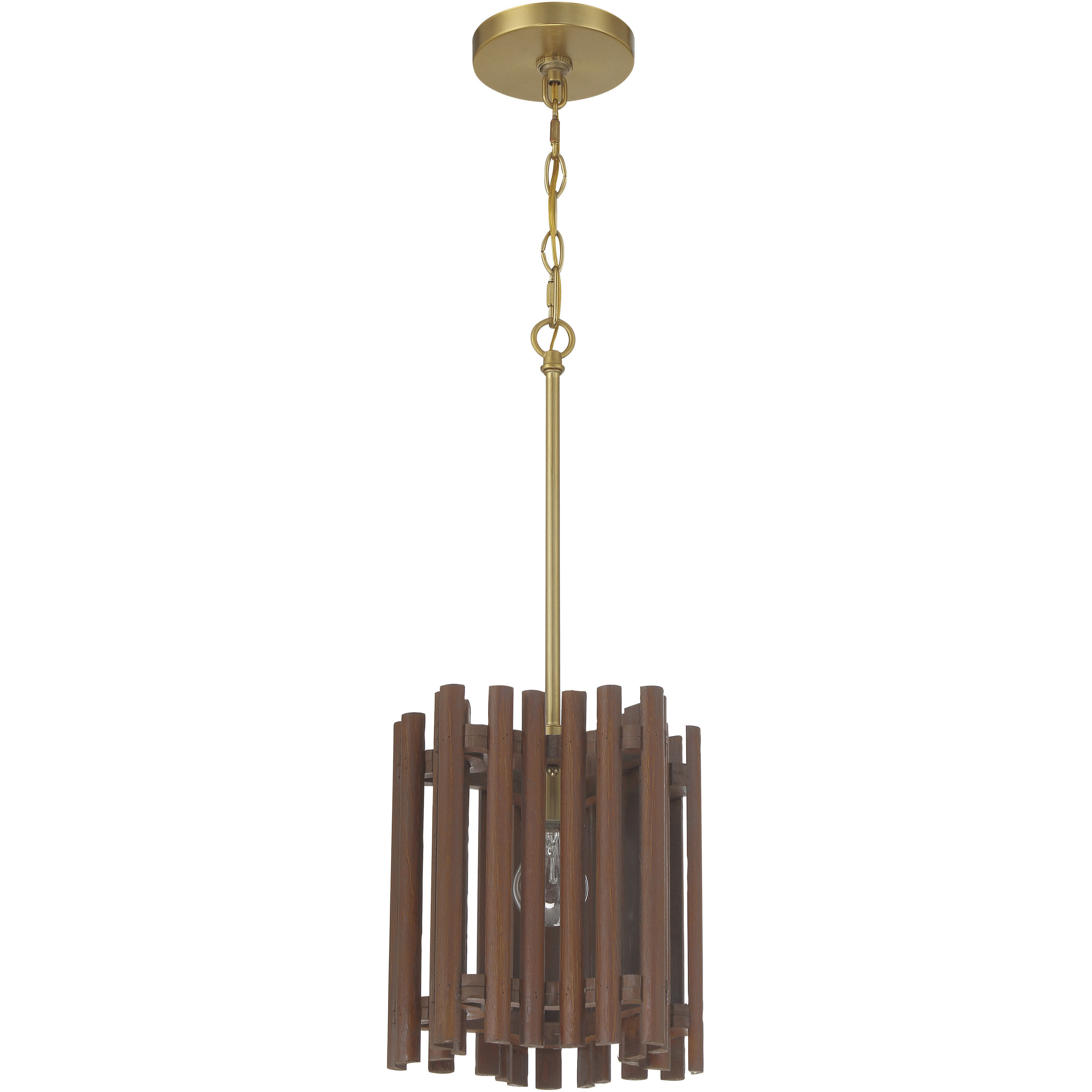 Freeform 1 Light 9.5 inch Satin Brass/Walnut Pendant Ceiling Light