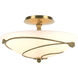 Forged Leaves 2 Light 13.5 inch Modern Brass Semi-Flush Ceiling Light in Opal