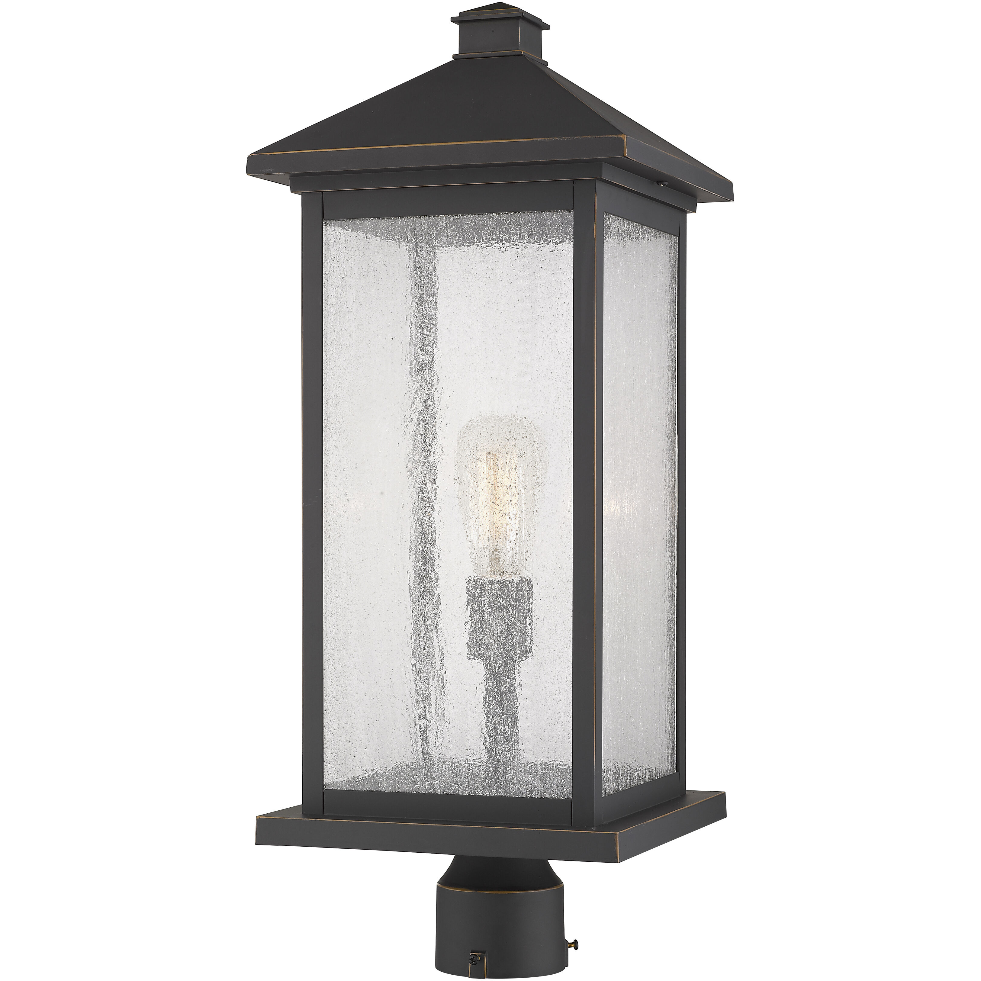 Portland 1 Light 24 inch Oil Rubbed Bronze Outdoor Post Mount Fixture in Clear Seedy Glass, 12