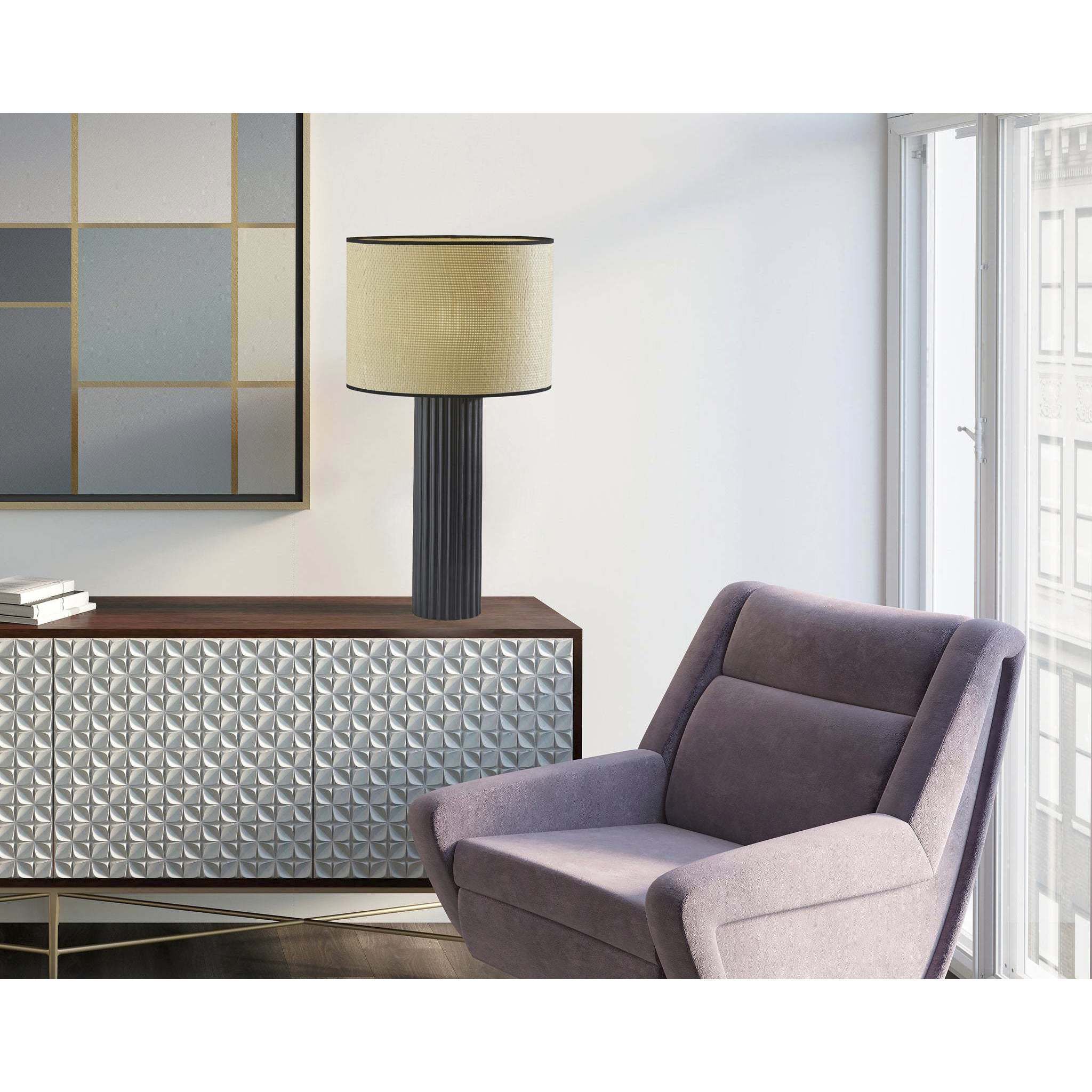 Primrose 28.75 inch 150.00 watt Black Ribbed Ceramic Table Lamp Portable Light