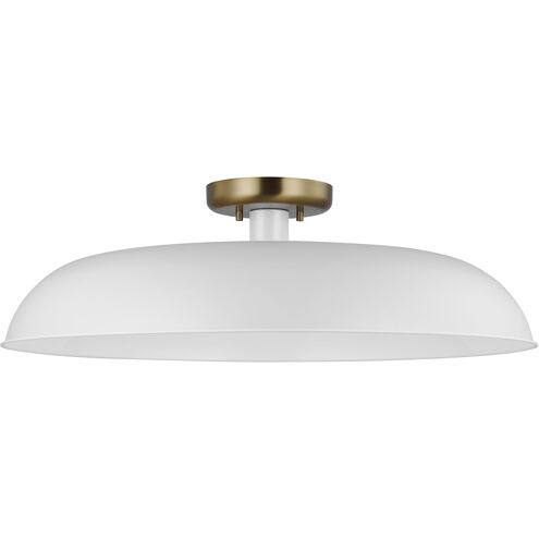 Colony 1 Light 24 inch Matte White/Burnished Brass Semi Flush Ceiling Light