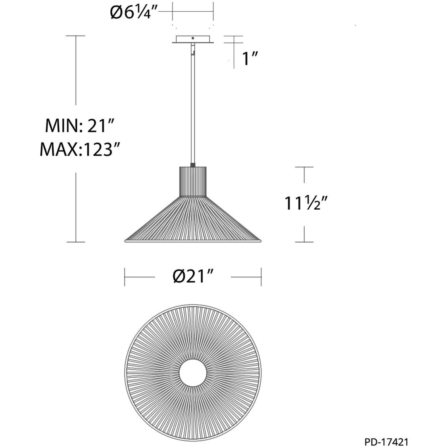 Cappe LED 21 inch Black Pendant Ceiling Light in 2700K, dweLED