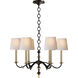 Thomas O'Brien Channing 6 Light 28 inch Black and Brass Chandelier Ceiling Light in Natural Paper, Blackened Rust and Hand-Rubbed Antique Brass, Small