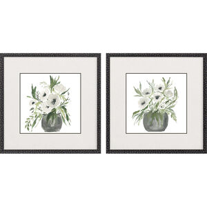 Florals Gray and Green and Neutral Framed Art