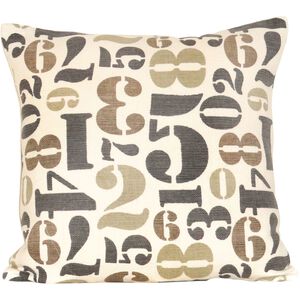 Numbers 20 inch Black with Brown and Ivory Pillow, Cover Only