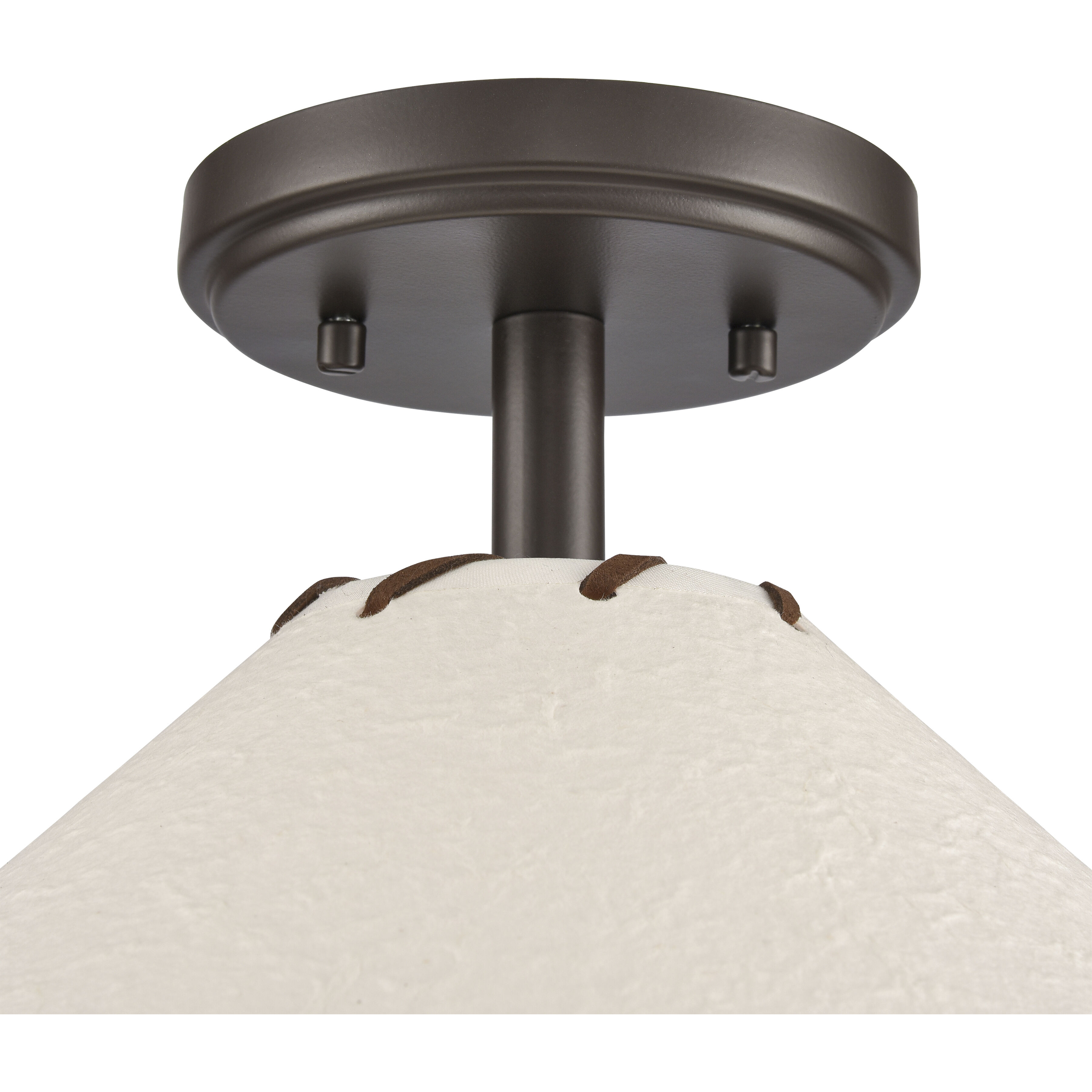 Marion 1 Light 14 inch Oil Rubbed Bronze with Natural Semi Flush Mount Ceiling Light
