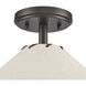 Marion 1 Light 14 inch Oil Rubbed Bronze with Natural Semi Flush Mount Ceiling Light