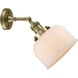 Franklin Restoration Large Bell LED 8 inch Antique Brass Sconce Wall Light in Matte White Glass, Franklin Restoration