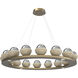 Cabochon LED Gilded Brass with Travertine Stone Chandelier Ceiling Light in Smoke, 2700K LED