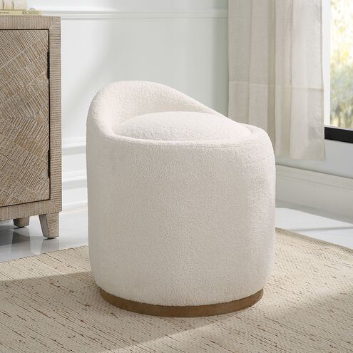 Swirl 24 inch Solid Wood and Neutral Polyester Ottoman