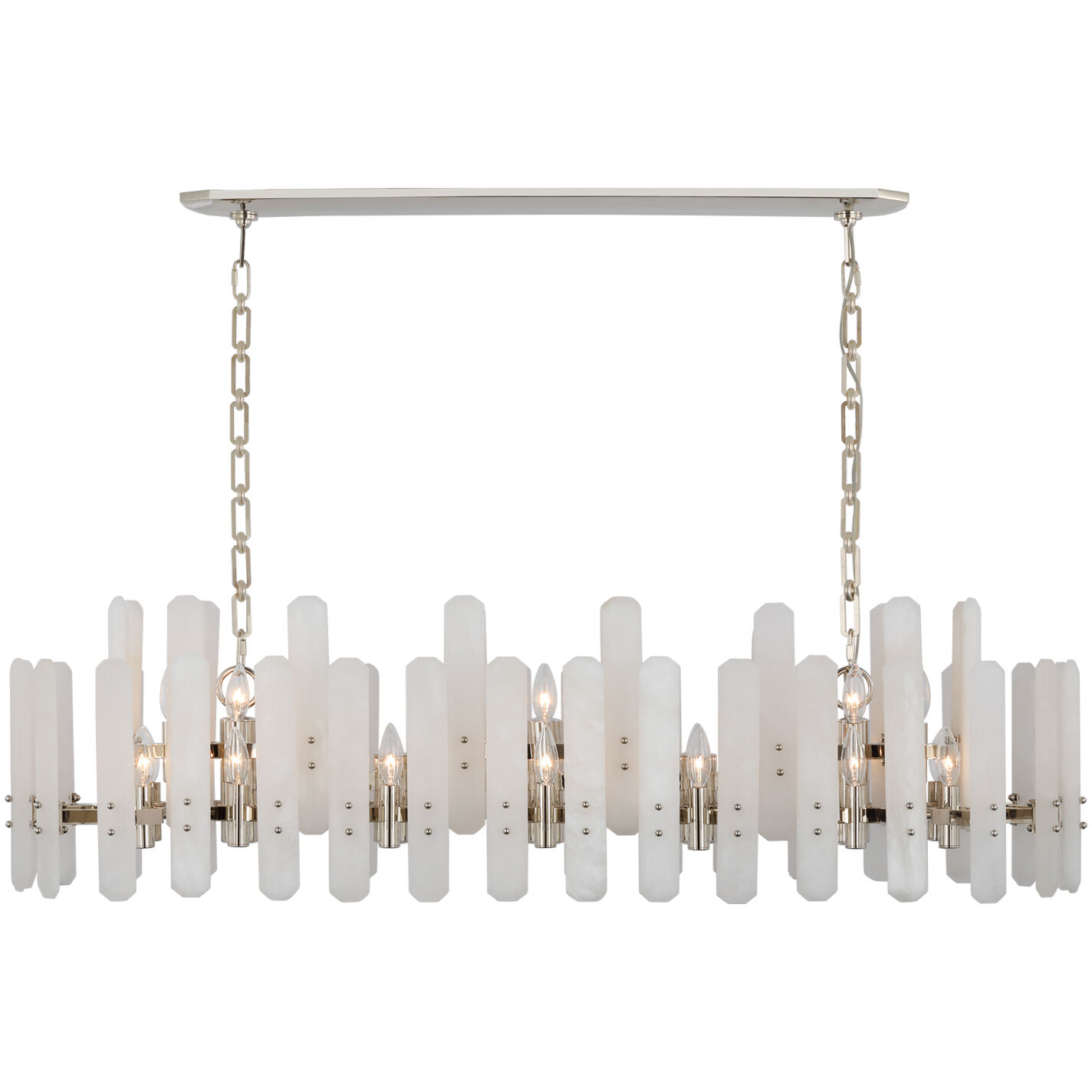 AERIN Bonnington 24 Light 55 inch Polished Nickel Linear Chandelier Ceiling Light in Alabaster, Large