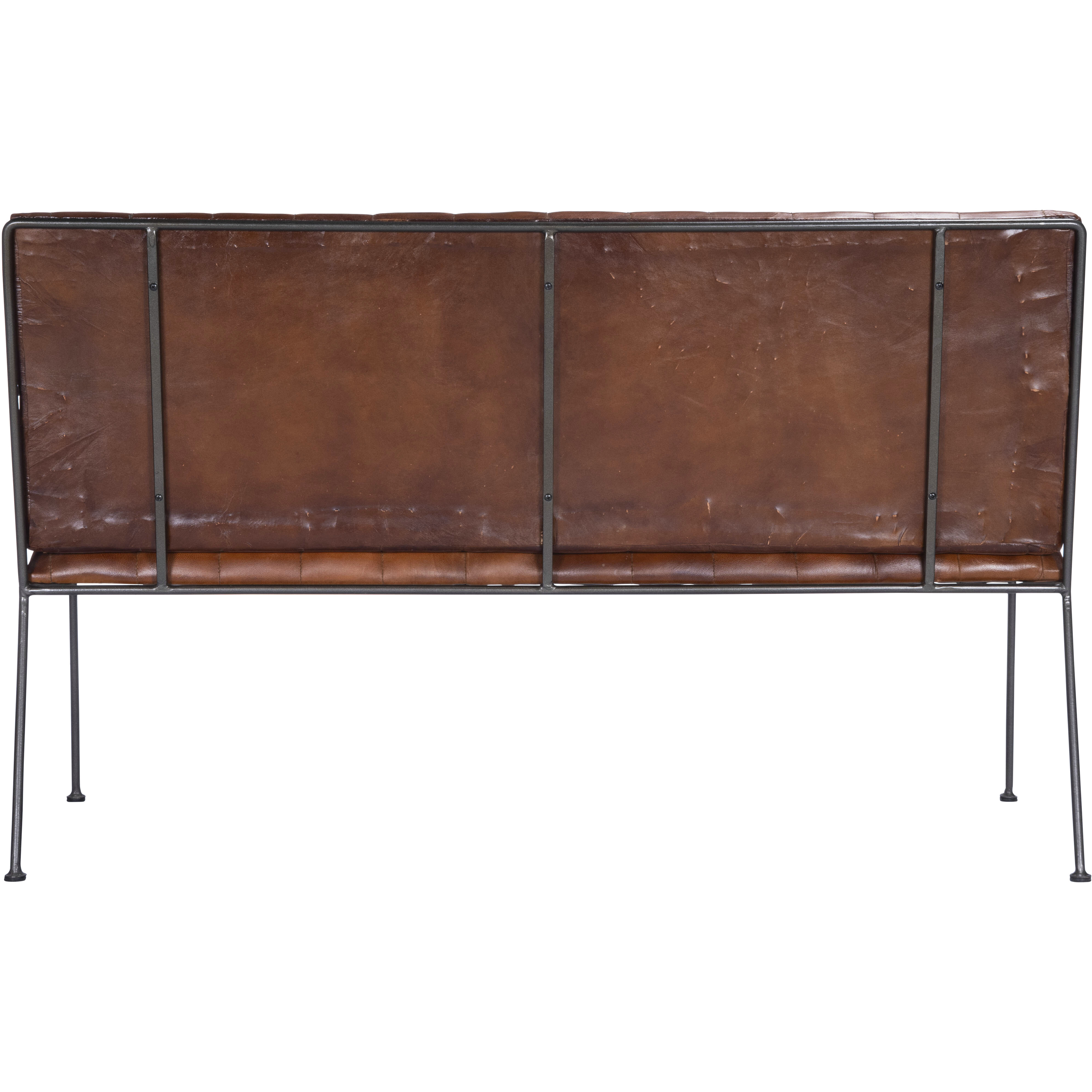 Phoenix Leather & Metal 53"W Bench in Medium Brown