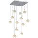 Cabochon LED Classic Silver with Travertine Stone Pendant Chandelier Ceiling Light in 3000K LED, Opal White