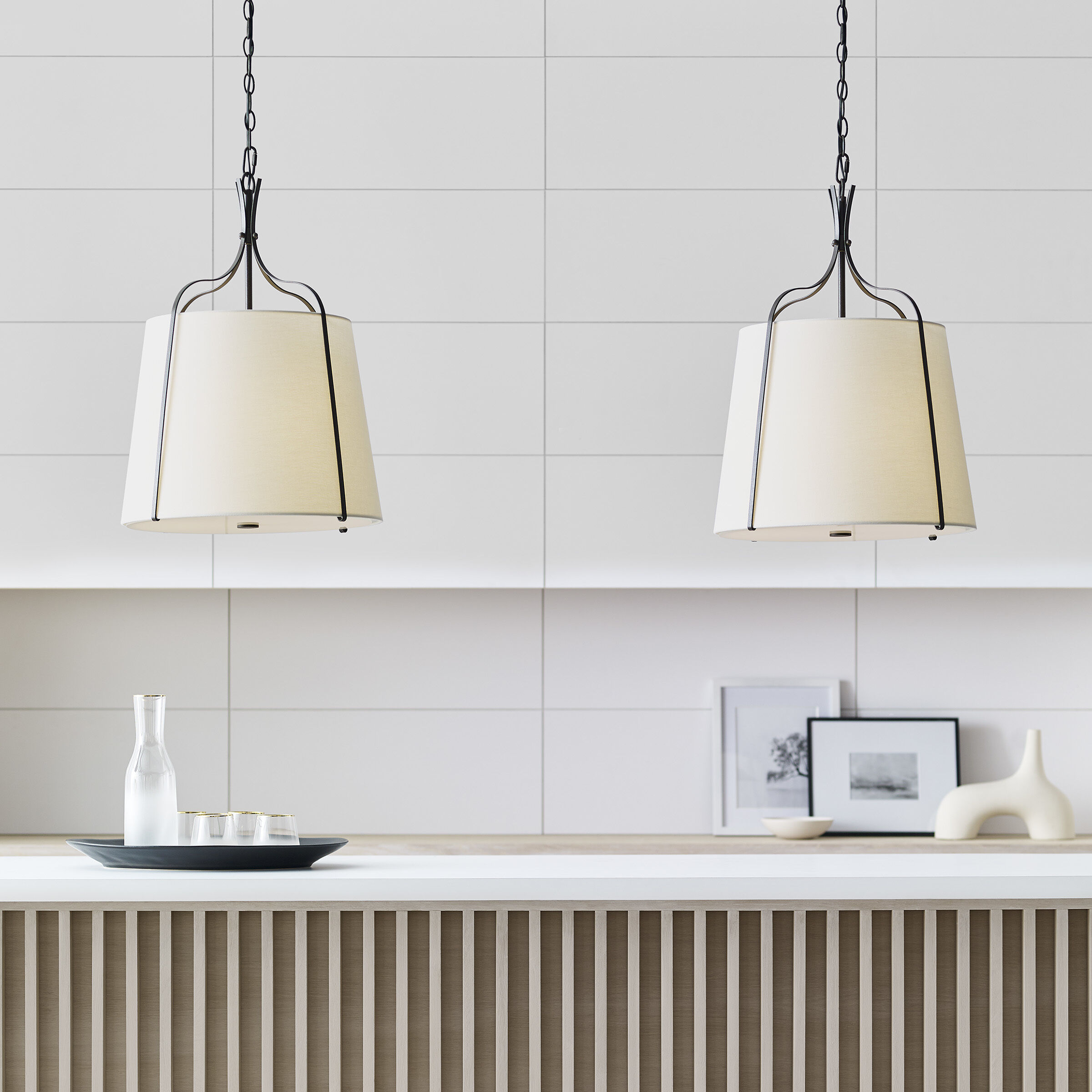 AH by Alexa Hampton Leander 3 Light Smith Steel Pendant Ceiling Light