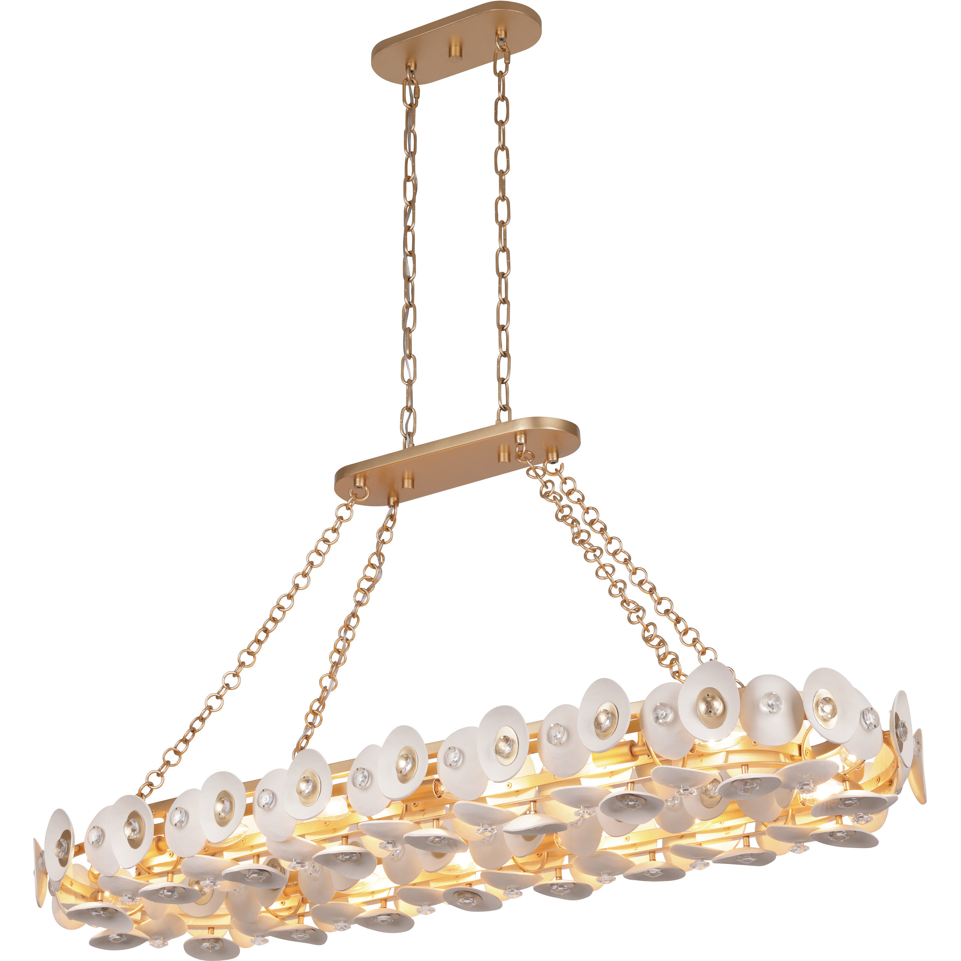 Niu 14 Light 49 inch Coconut Shell Gold / Coconut Shell White Island Light Ceiling Light