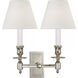 French Library 2 Light 12 inch Polished Nickel Double Library Sconce Wall Light in Linen 1