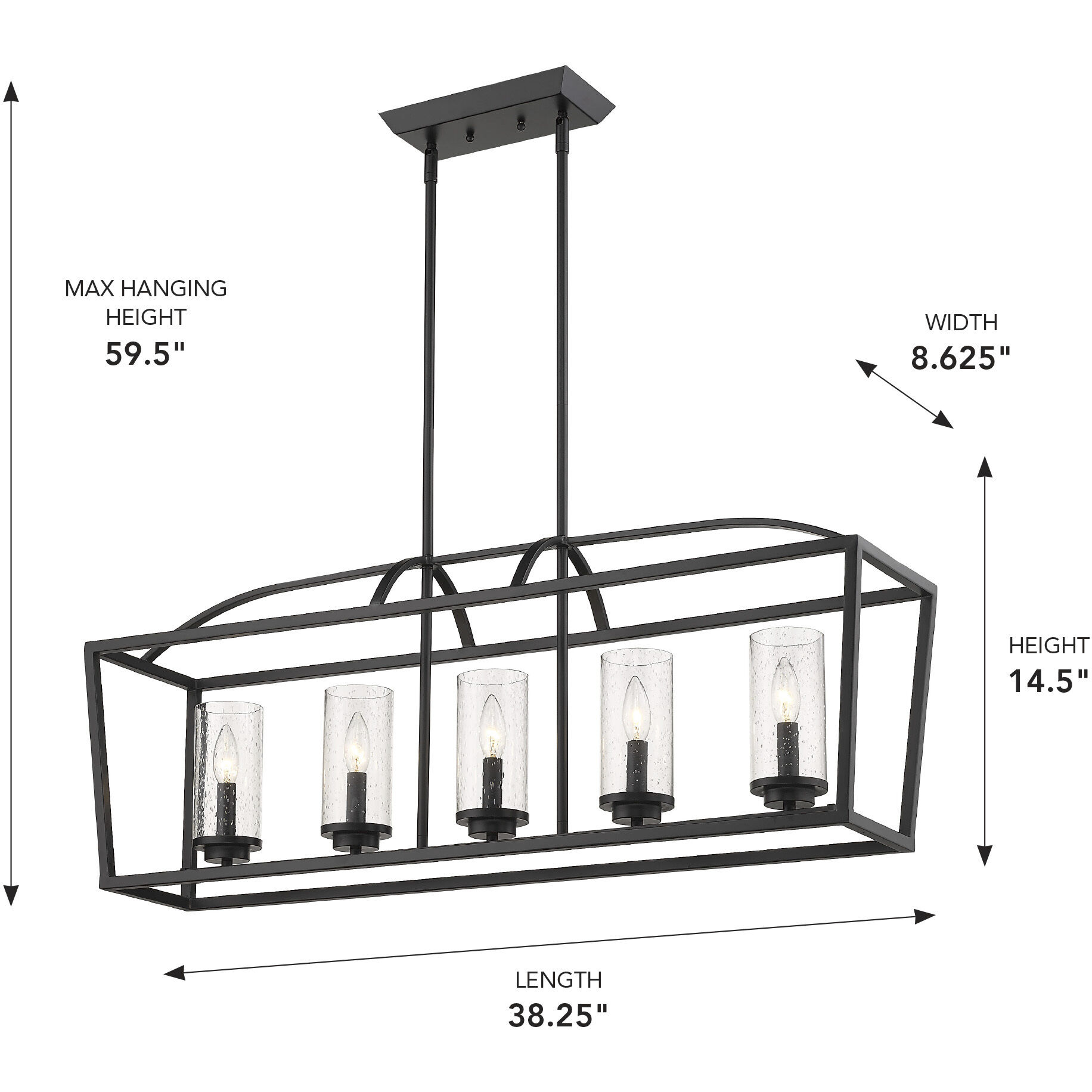 Mercer Island Light Ceiling Light in Seeded Glass, Matte Black/Matte Black