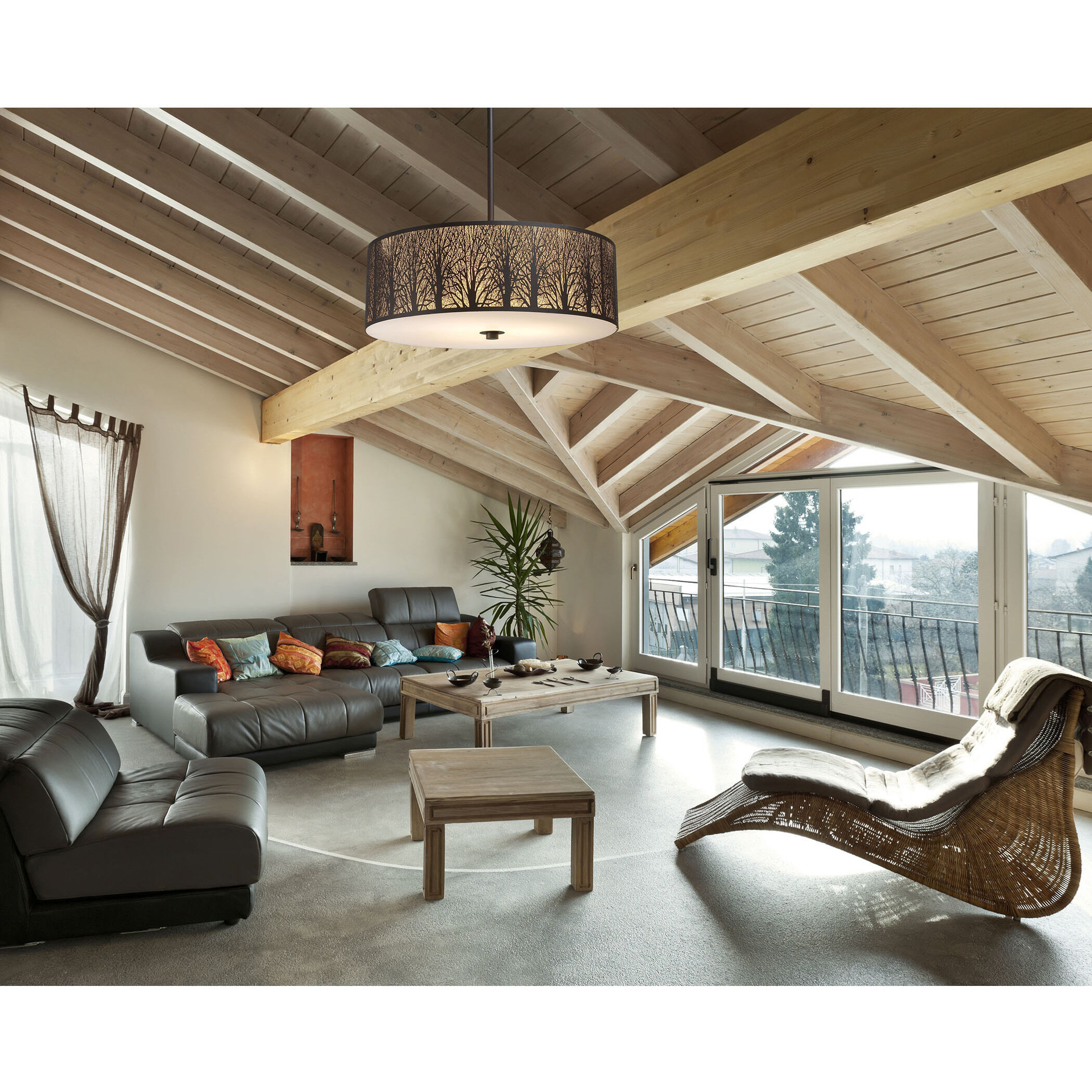 Woodland Sunrise 5 Light 24 inch Aged Bronze Chandelier Ceiling Light