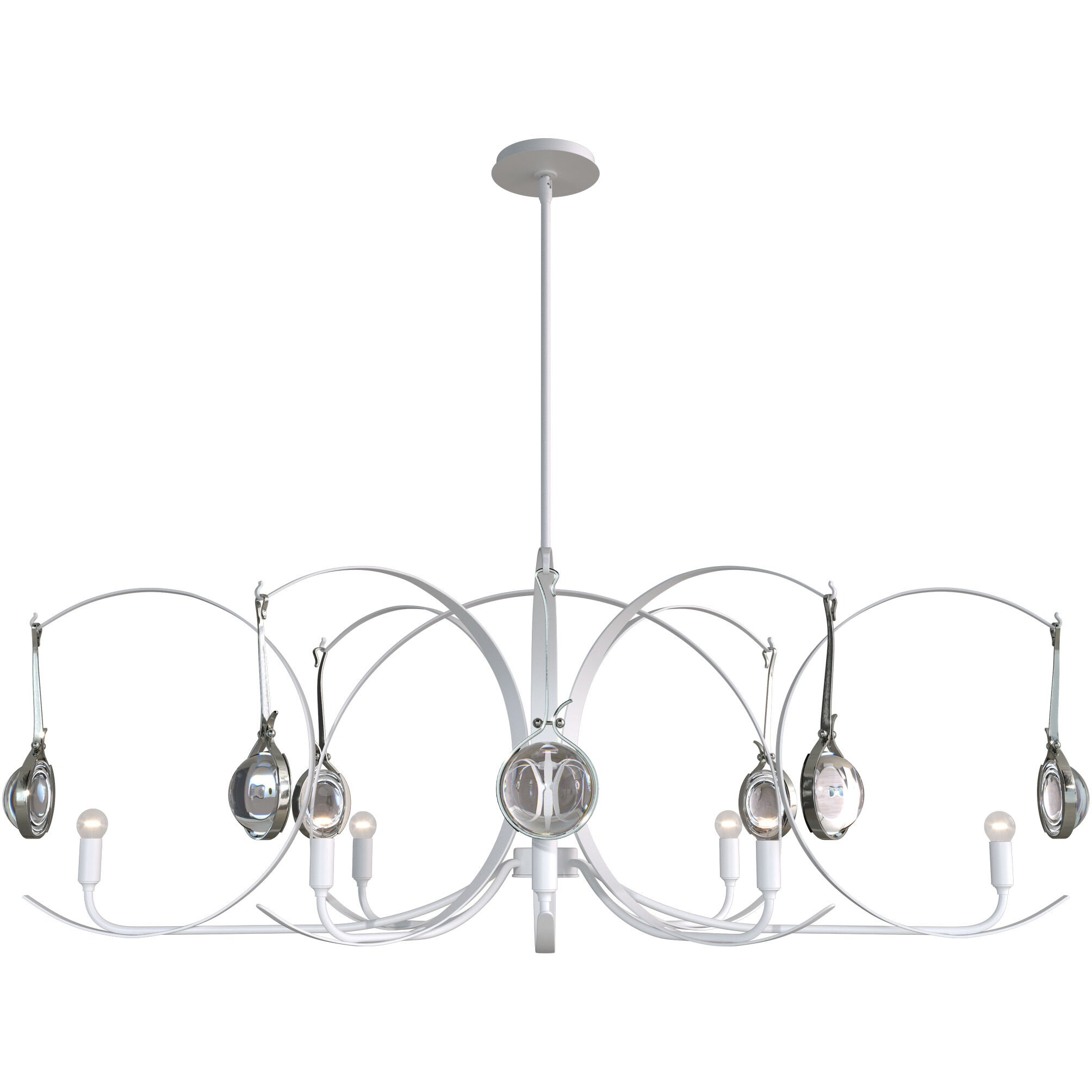 Optic 8 Light 50.6 inch White and Sterling Oval Pendant Ceiling Light