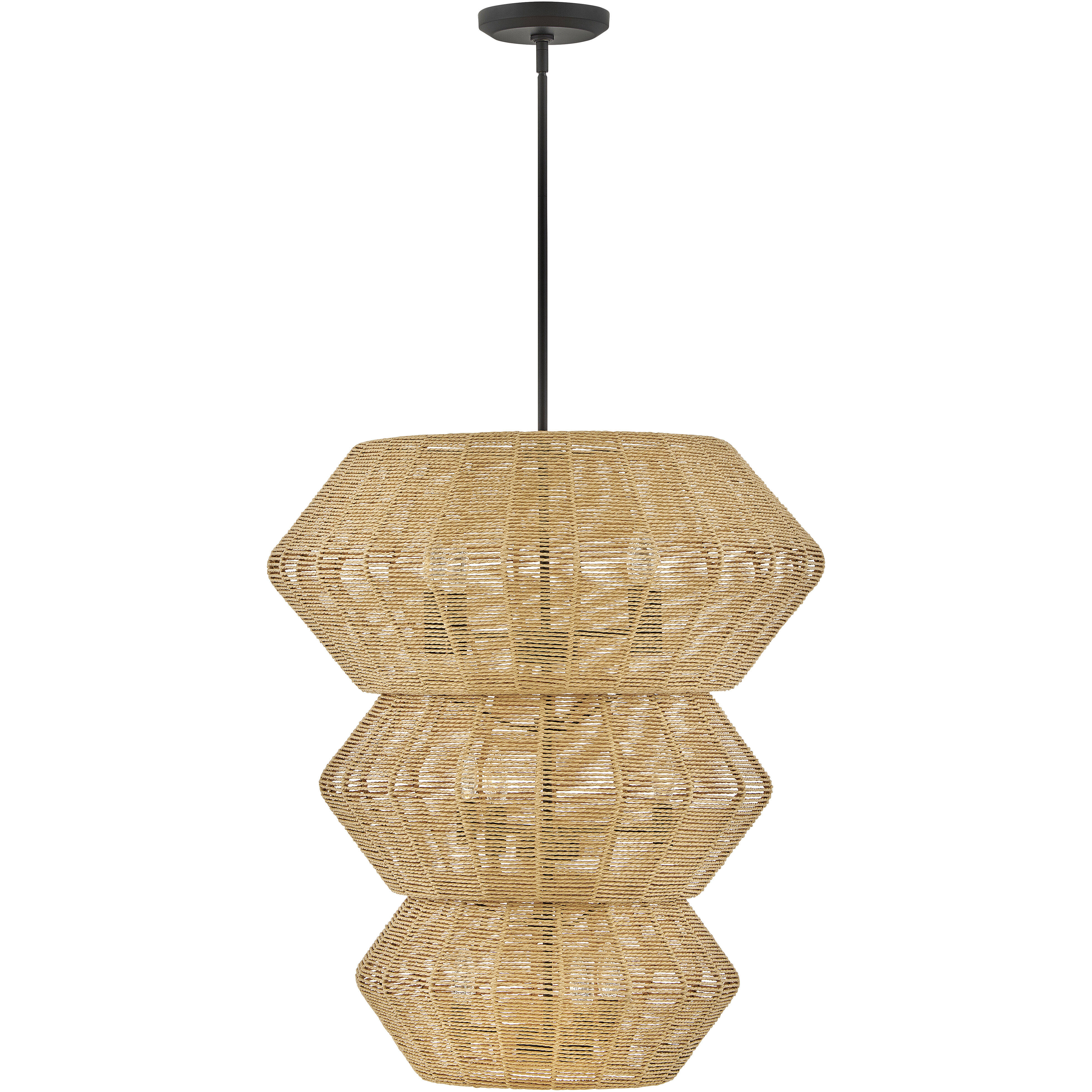 Lisa McDennon Luca 10 Light 27.75 inch Black / Camel Rattan Chandelier Ceiling Light, Multi Tier