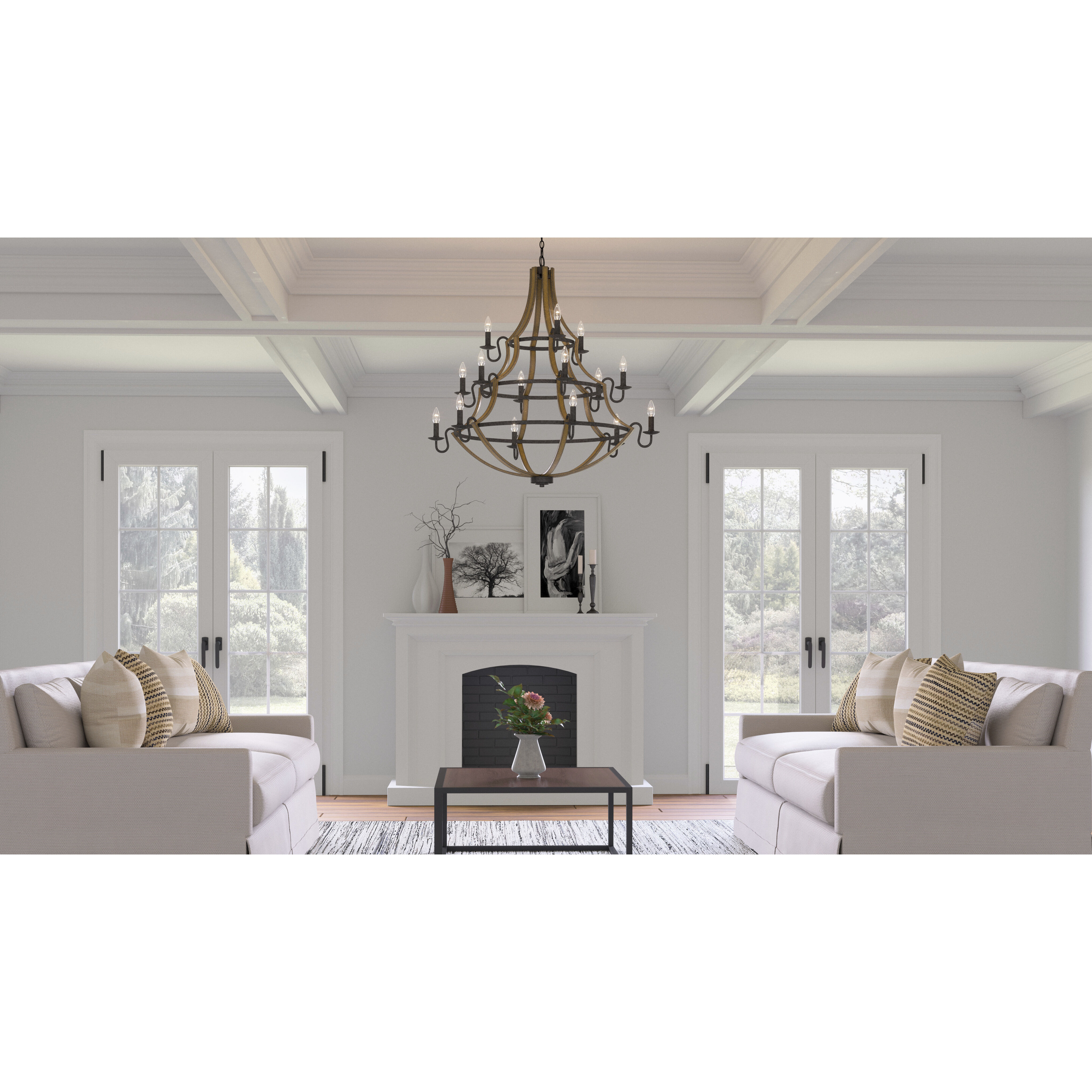 Shire 15 Light 43 inch Rustic Black Chandelier Ceiling Light